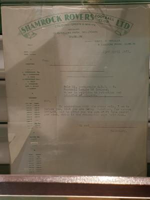 Player retention letter, 23 April 1953
