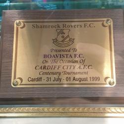 Plaque, Shamrock Rovers v Boavista, Cardiff City Centenary Tournament, July 1999