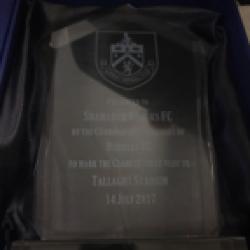 Glass trophy presented by Burnley FC, 14 July 2017