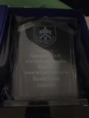 Glass trophy presented by Burnley FC, 14 July 2017