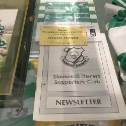 RDS stand ticket, 1990, and Supporters Club newsletter