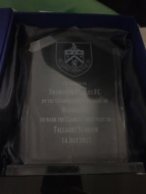 Glass trophy presented by Burnley FC, 14 July 2017