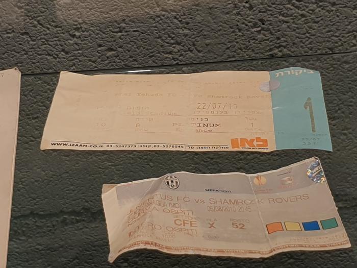 Match tickets, Bnei Yehuda v Shamrock Rovers and Juventus v Shamrock Rovers, 2010