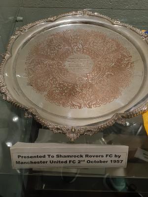 Silver dish, Manchester United v Shamrock Rovers, Old Trafford, European Cup, 2 October 1957