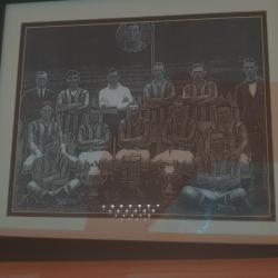 Framed team photograph with four trophies, Shamrock Rovers