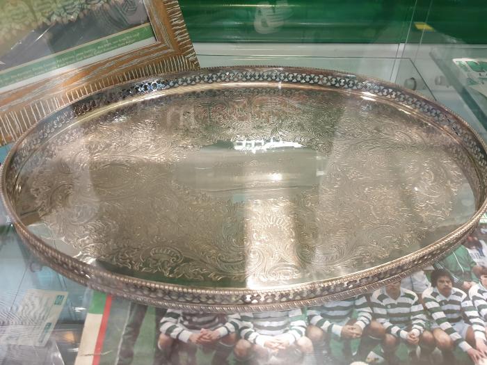 Silver dish, Linfield v Shamrock Rovers, presented in friendship, 1991