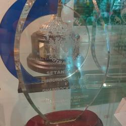 Glass trophy, Lisburn Distillery v Shamrock Rovers, Setanta Cup, 14 March 2011