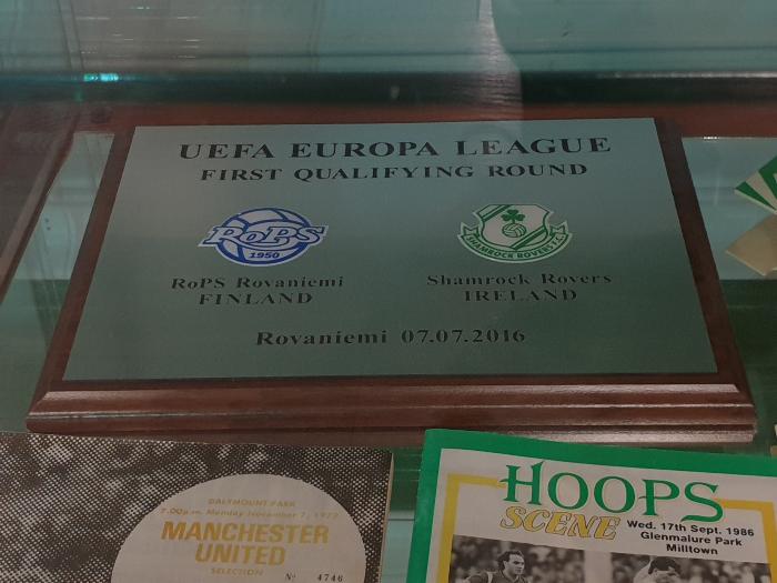 Plaque, RoPS v Shamrock Rovers, Europa League first qualifying round, Rovaniemi, 7 July 2016