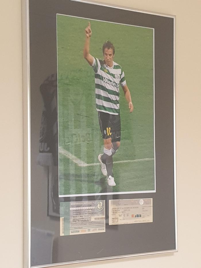 Photograph of Alessandro Del Piero with Juventus v Shamrock Rovers match ticket, Modena 2010