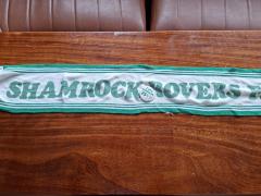 Shamrock Rovers supporter scarf with "Let's Make It 25" badge