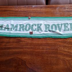 Shamrock Rovers supporter scarf with enamel pin badges